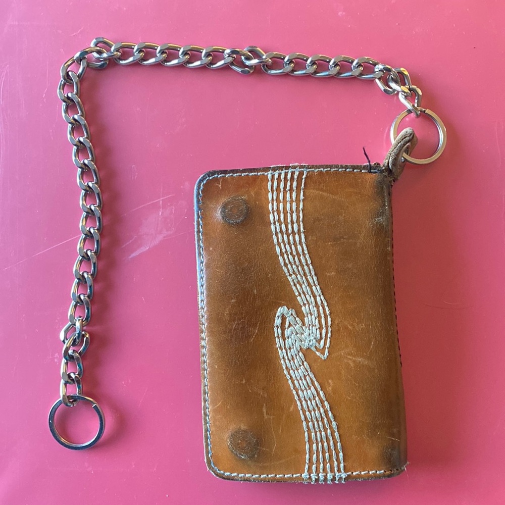 Nudie Jeans Wallet. Raw veg-tan chain wallet. Minor repairs.